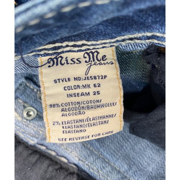 Western Miss Me Womens 30 Blue Retro Boho Vintage Logo Crop Indie Jeans - Picture 5 of 8